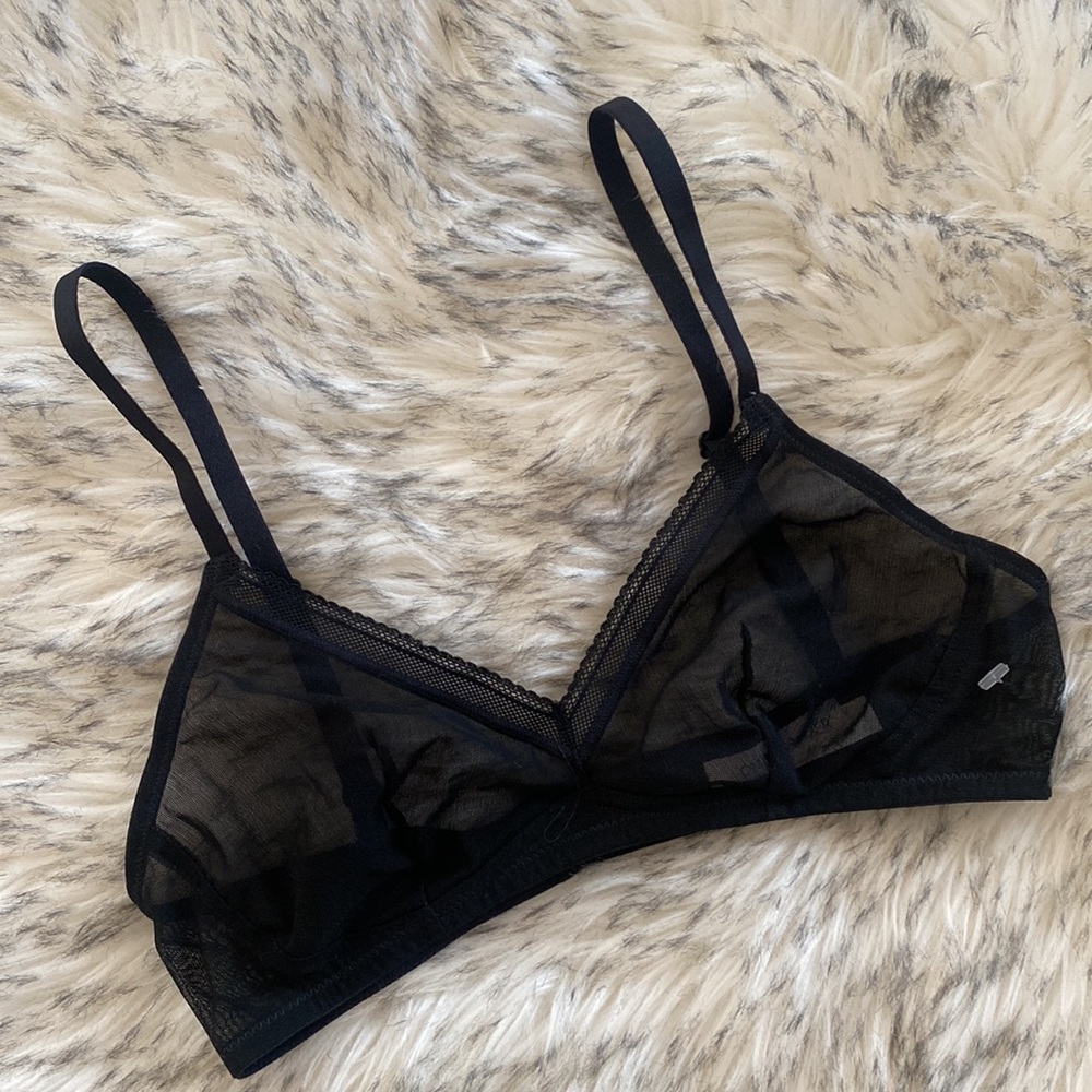 NWOT *On Gossamer Mesh Bralette Black